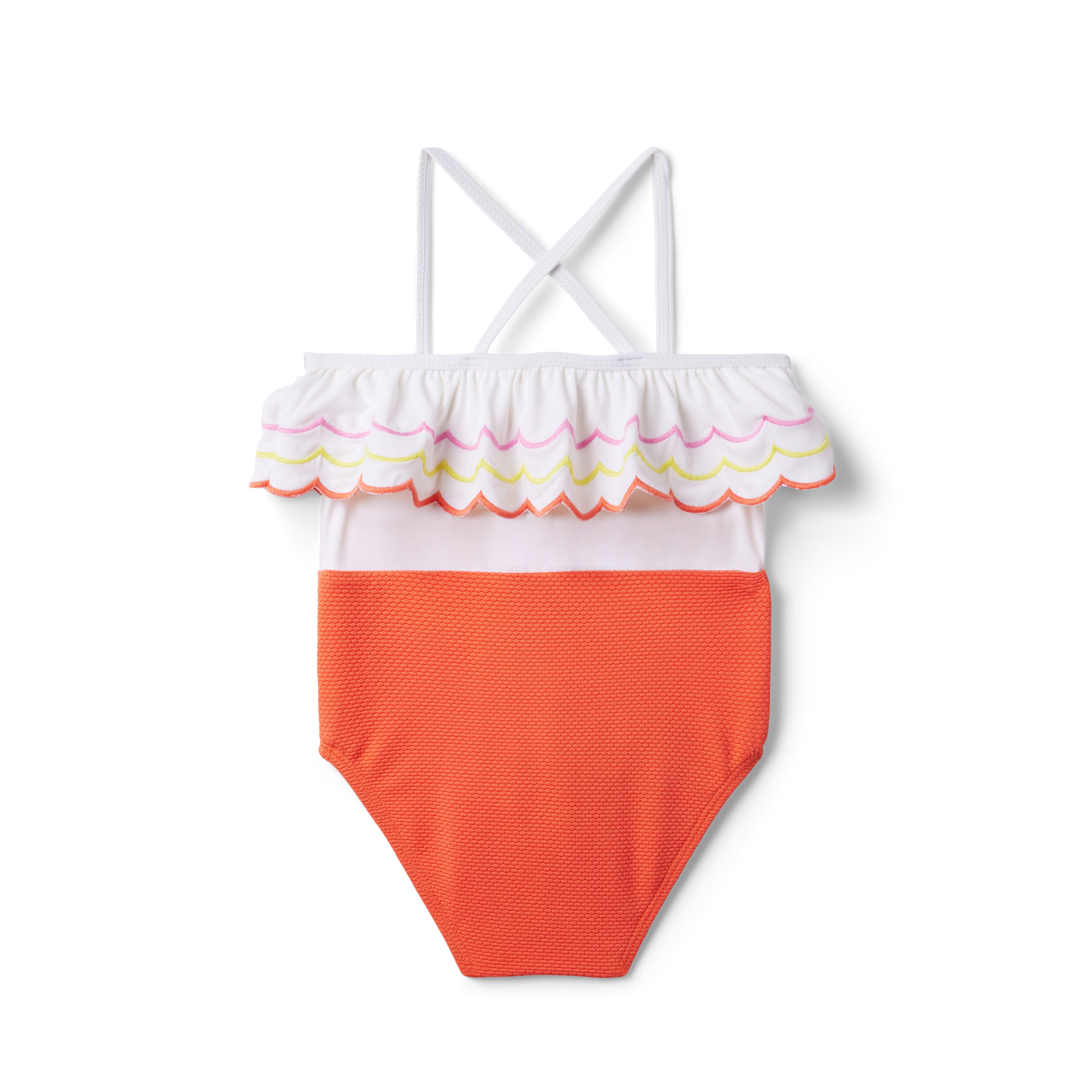 Embroidered Ruffle Colorblocked Swimsuit image number 1